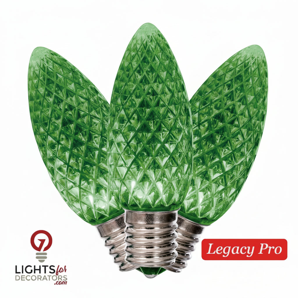 Green LED C9 - LegacyPro II Faceted Bulb - Steady Green- LegacyPro 2 — view 1