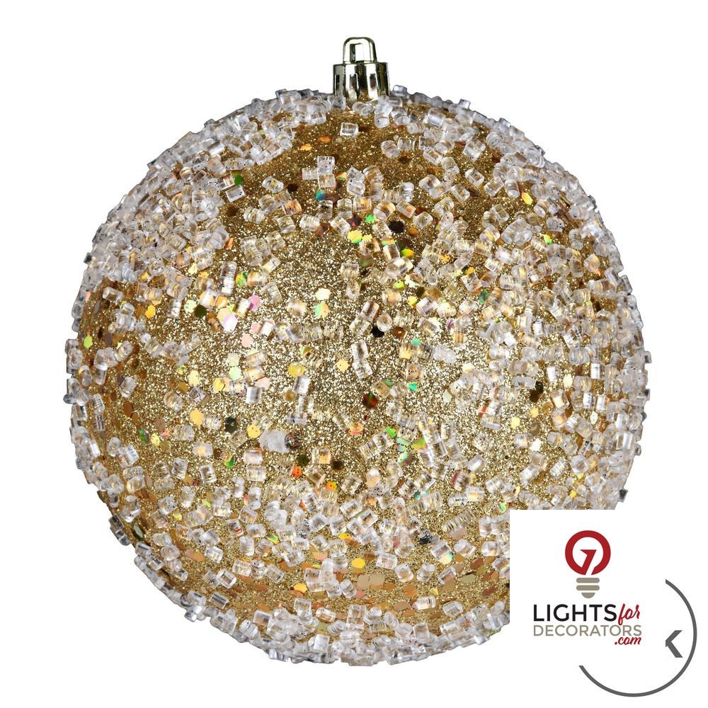 4" Glitter Hail Ball Ornament - Gold - Set of 6 Gold — view 3