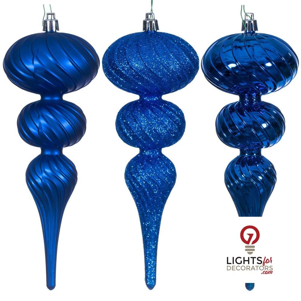 4" Swirl Finial Ornament - Blue - Set of 6 Blue — view 1