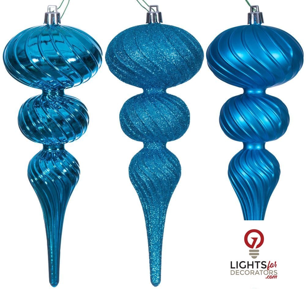4" Swirl Finial Ornament - Turquoise - Set of 6 Turquoise — view 1