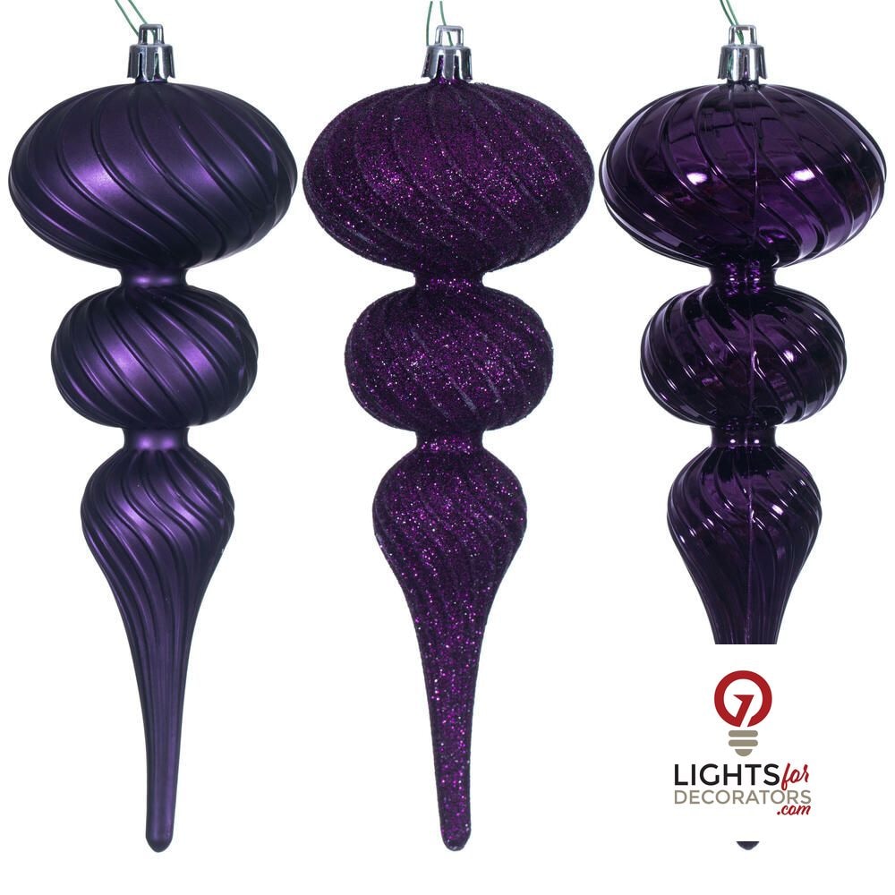 4" Swirl Finial Ornament - Plum - Set of 6 Plum — view 1