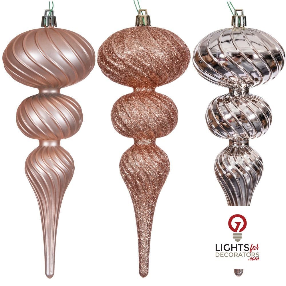 4" Swirl Finial Ornament - Rose Gold - Set of 6 Rose Gold — view 1