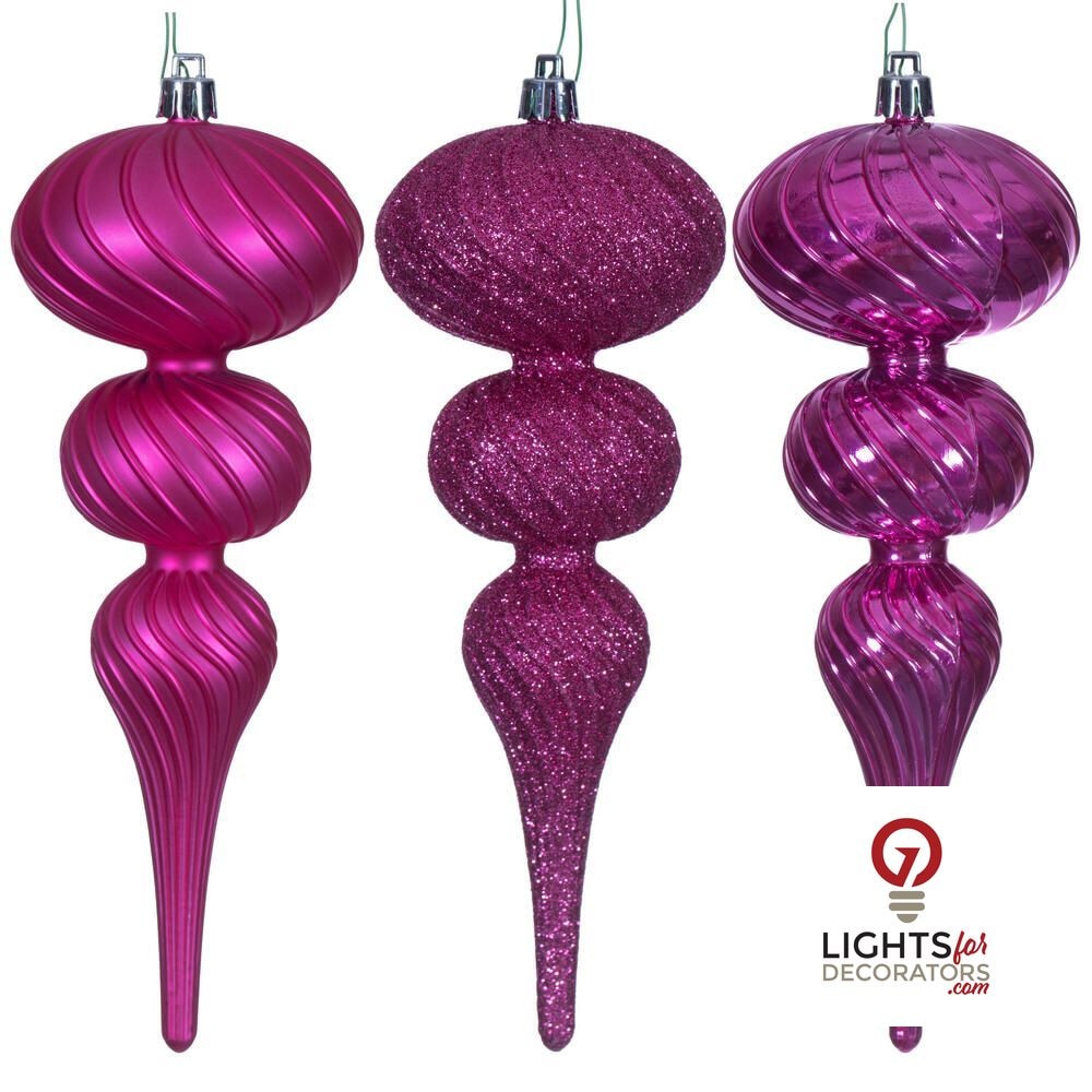 4" Swirl Finial Ornament - Hot Pink - Set of 6 Hot Pink — view 1
