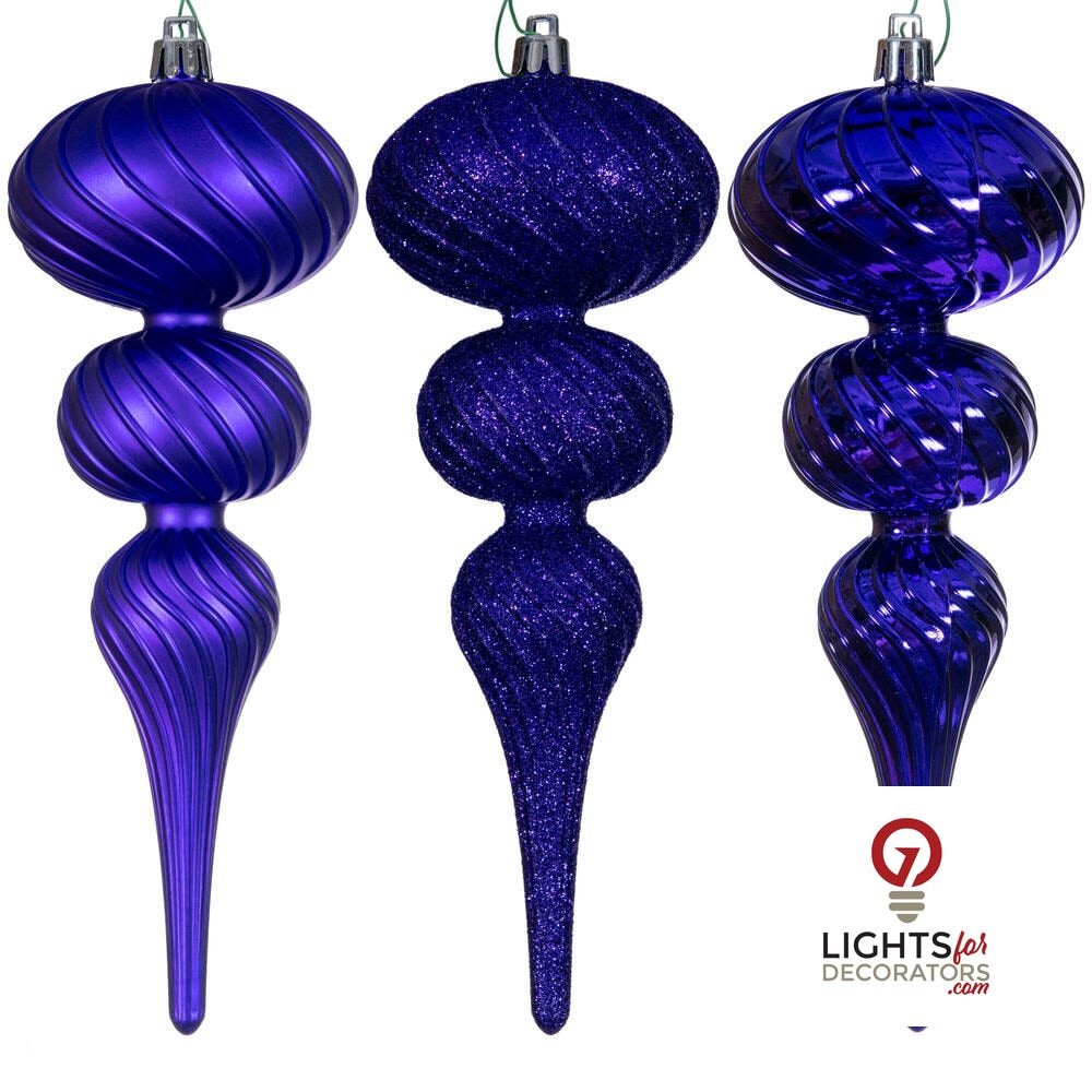 4" Swirl Finial Ornament - Purple - Set of 6 Purple — view 1