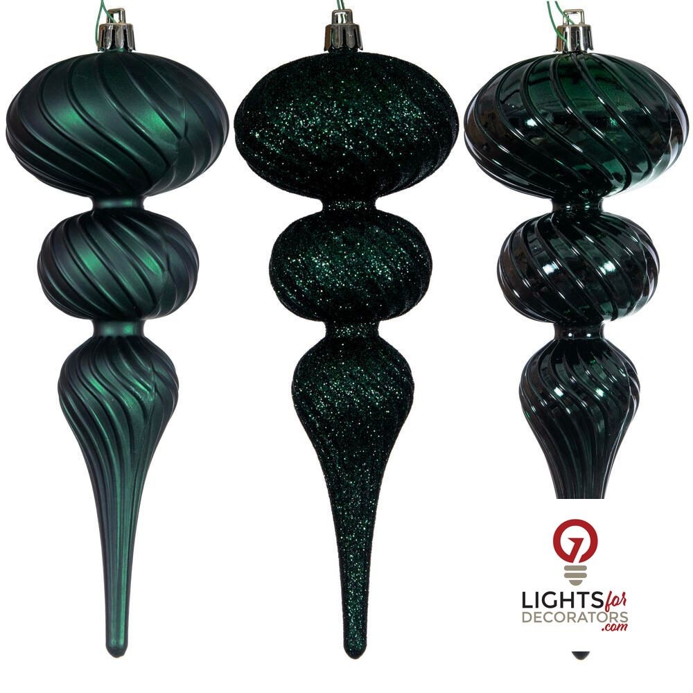 4" Swirl Finial Ornament - Midnight Green - Set of 6 Midnight Green — view 1