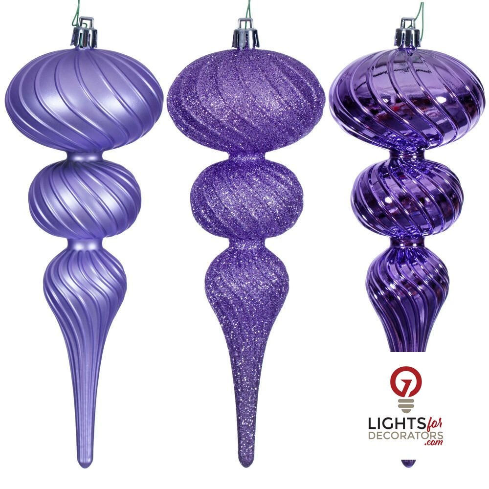 4" Swirl Finial Ornament - Lavender - Set of 6 Lavender — view 1