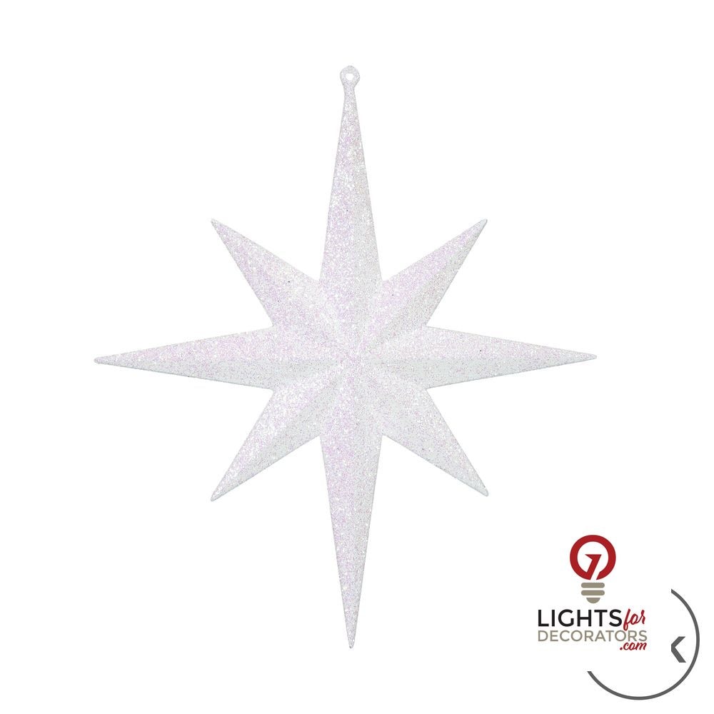 12" Glitter Bethlehem Star Ornament - White - Set of 2 White — view 3