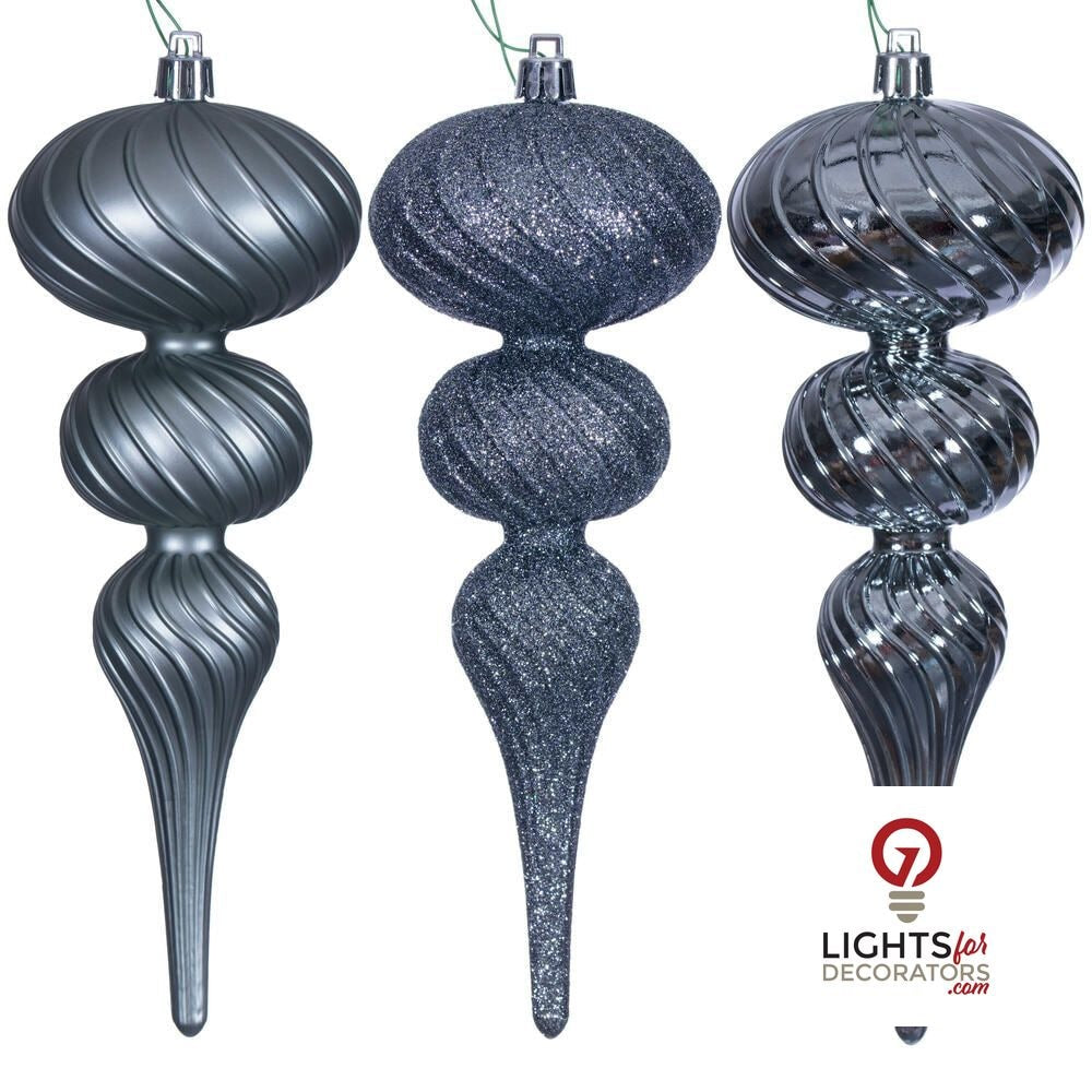 4" Swirl Finial Ornament - Pewter - Set of 6 Pewter — view 1