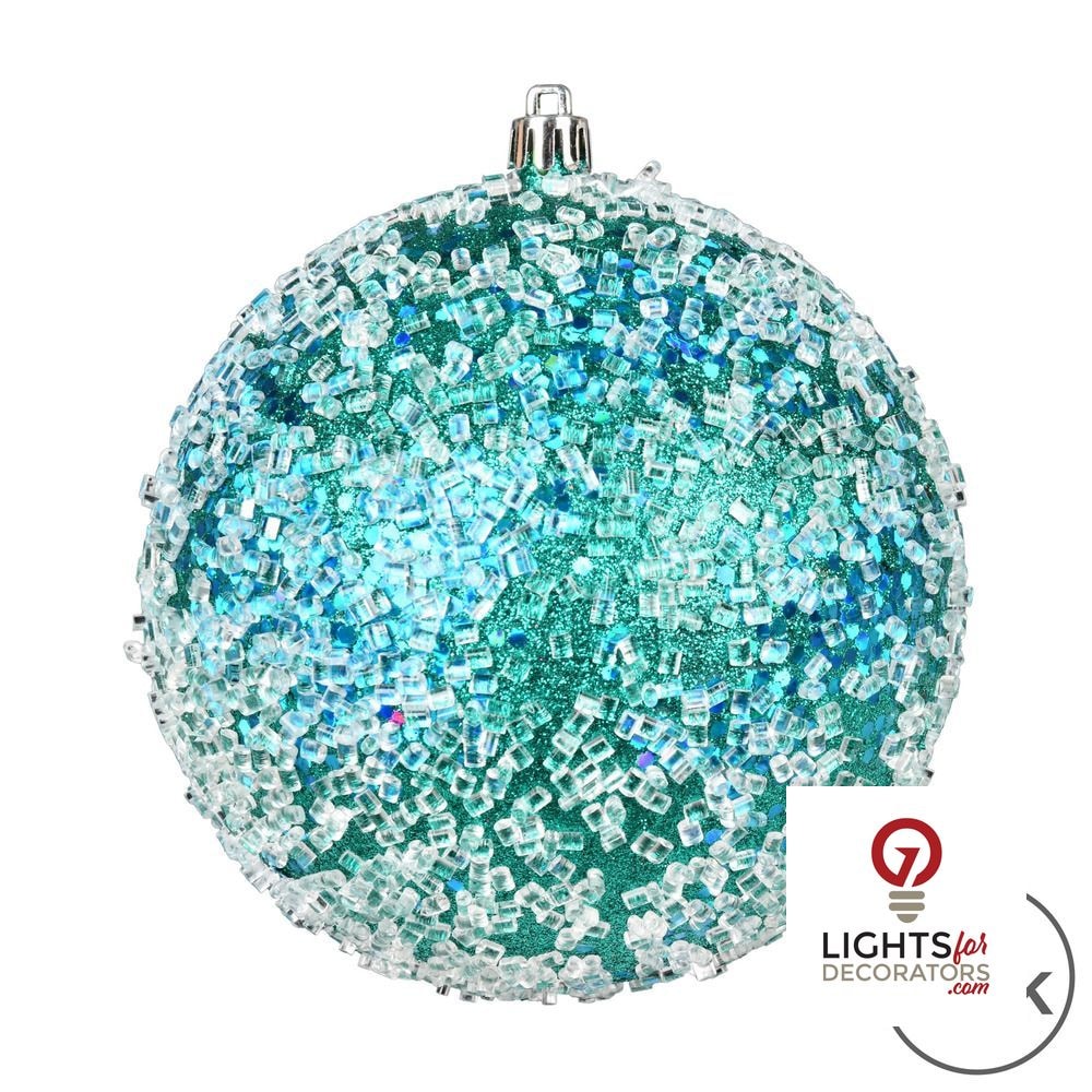 4" Glitter Hail Ball Ornament - Teal - Set of 6 Teal — view 3