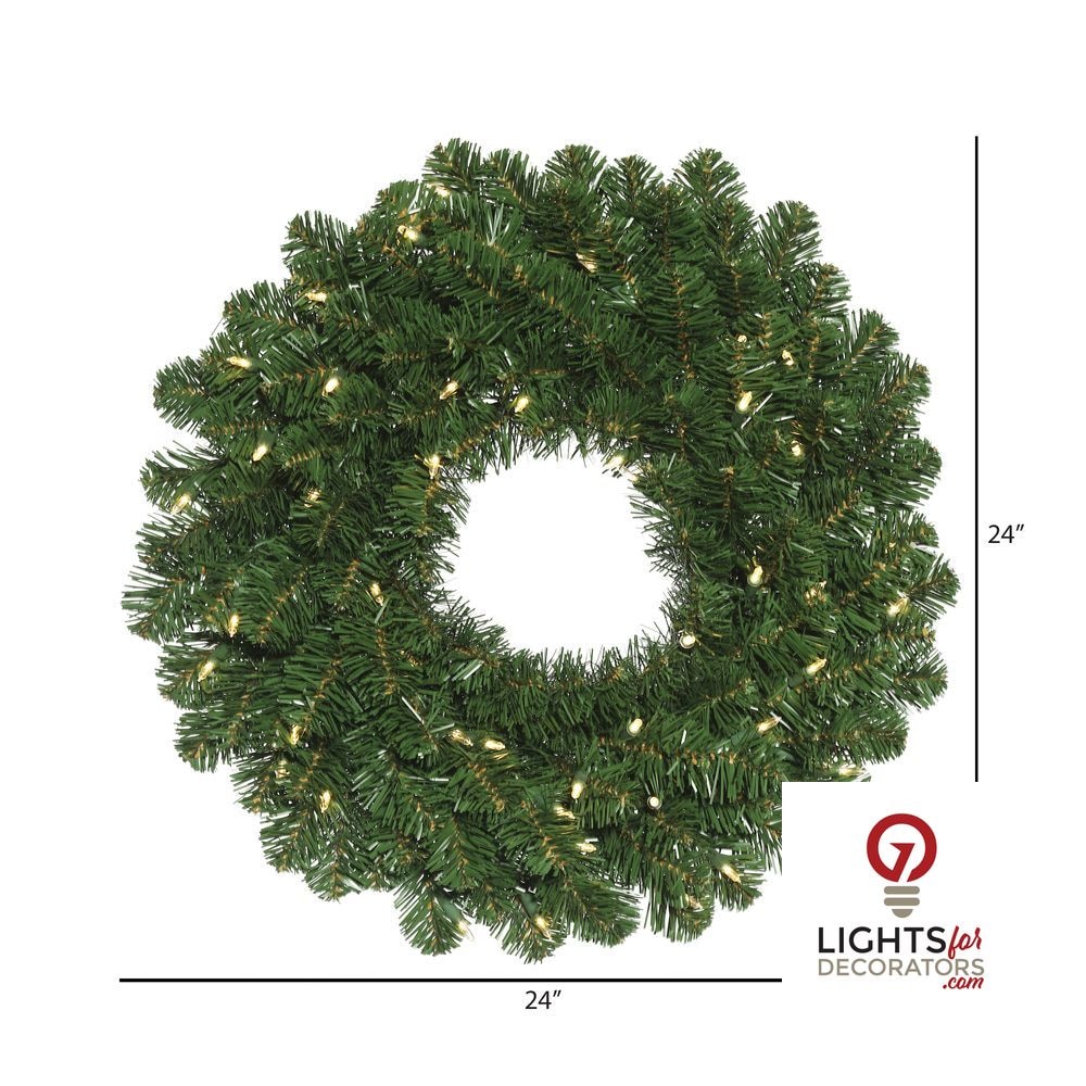 24" Warm White Deluxe Sequoia Fir Wreath — alternate view