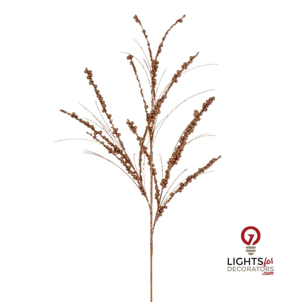 36" Berry Twig Glitter Spray - Set of 6 - Rose Gold