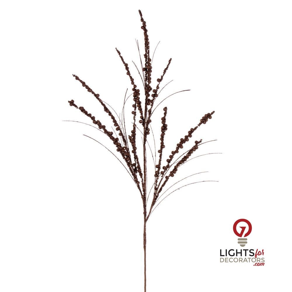 36" Berry Twig Glitter Spray - Set of 6 - Mocha