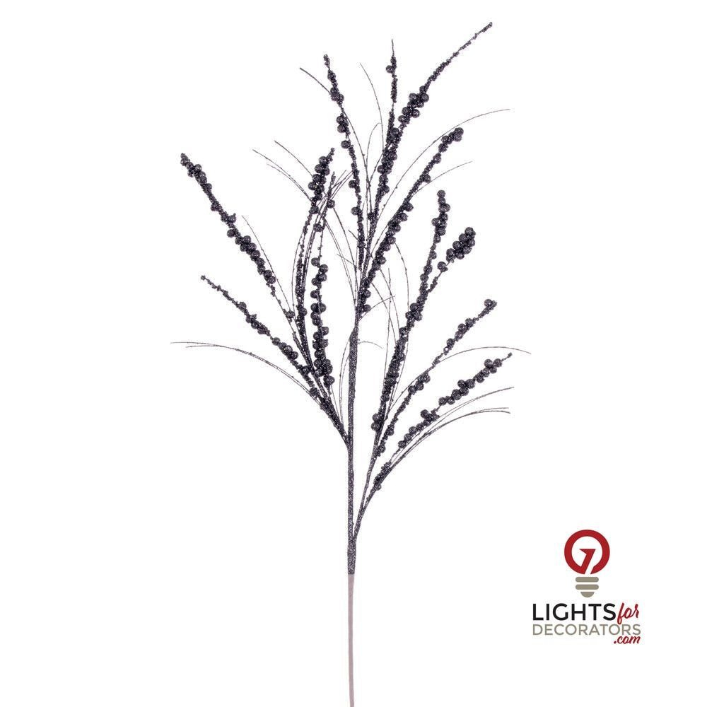 36" Berry Twig Glitter Spray - Set of 6 - Pewter