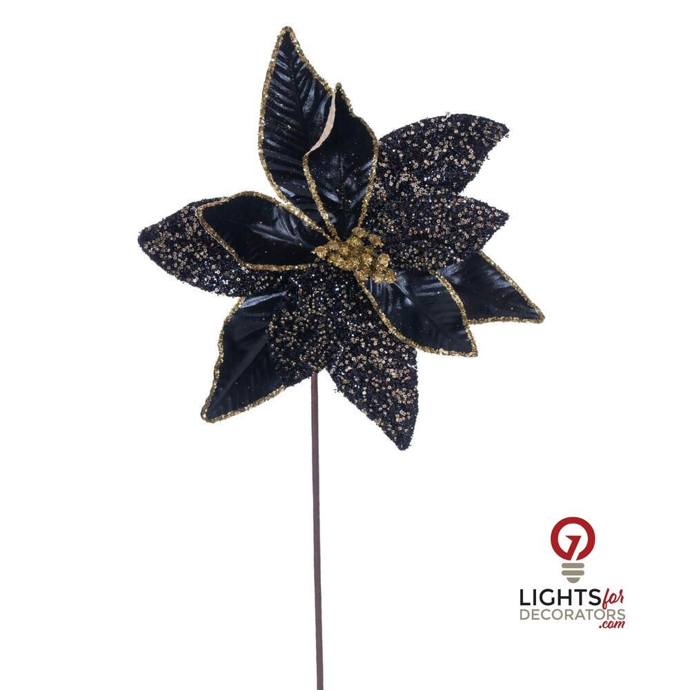 21.5" Poinsettia 11" Flower - Set of 6 - Black