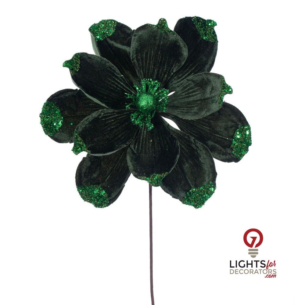 21.5" Velvet Magnolia 13" Flower - Set of 4 - Green