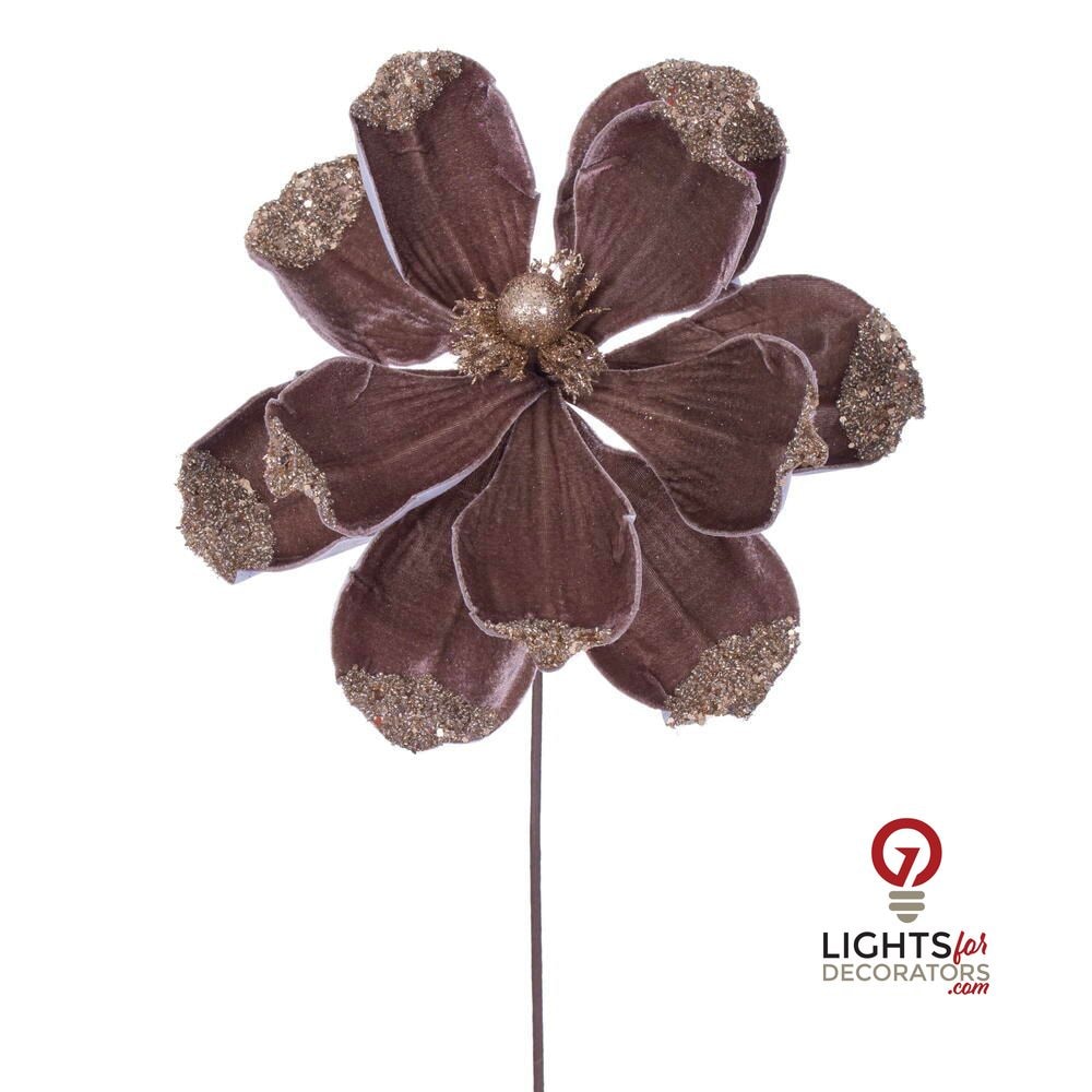 21.5" Velvet Magnolia 13" Flower - Set of 4 - Mocha