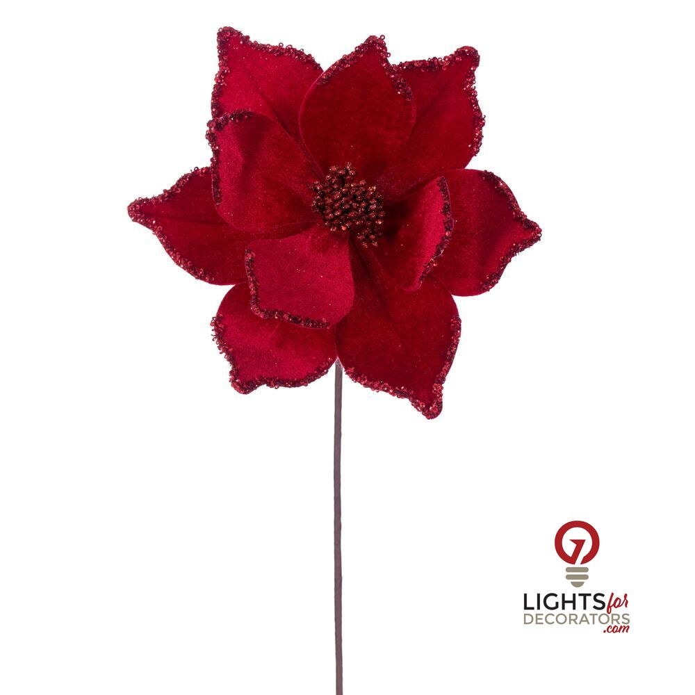 21.5" Poinsettia 10" Flower - Set of 6 - Red