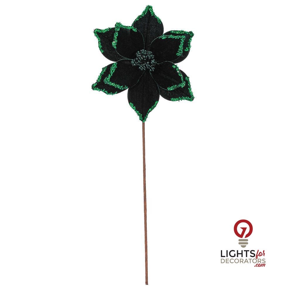 21.5" Poinsettia 10" Flower - Set of 6 - Midnight Green