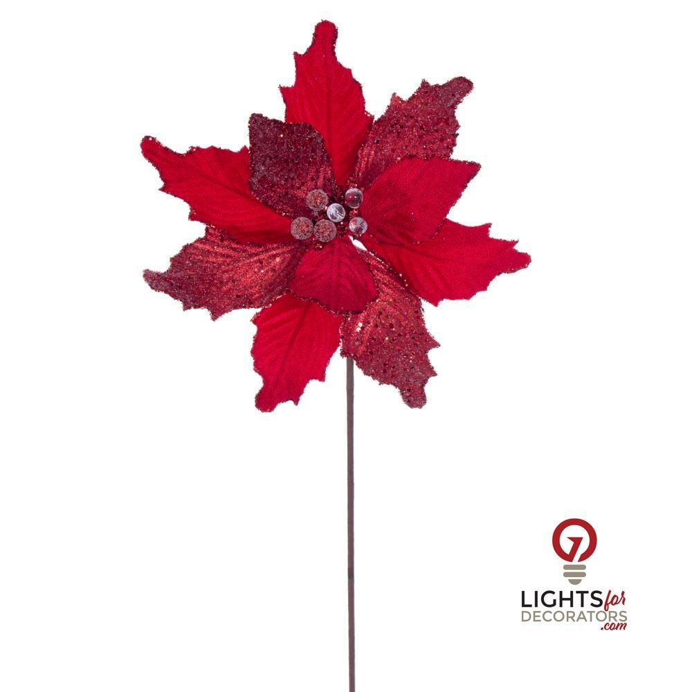 20" Velvet Sugar 11.5" Flower - Set of 3 - Red