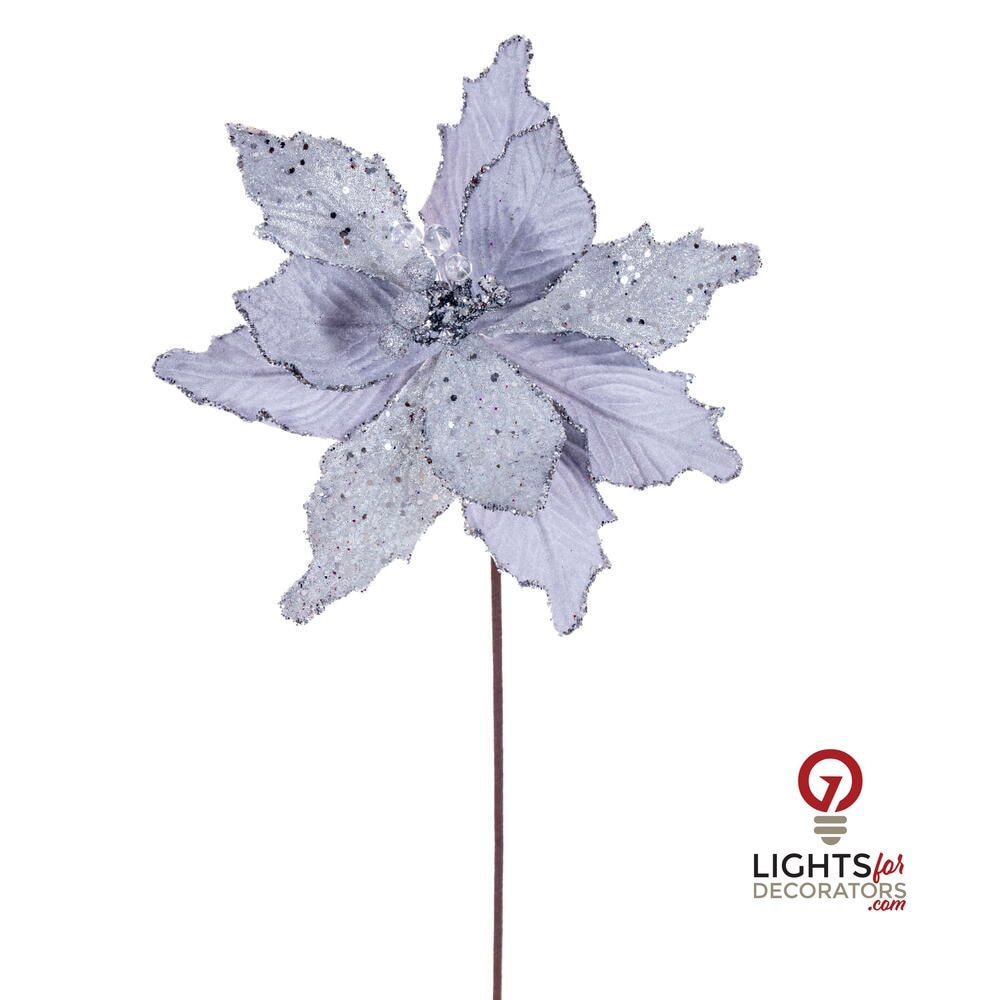 20" Velvet Sugar 11.5" Flower - Set of 3 - Silver