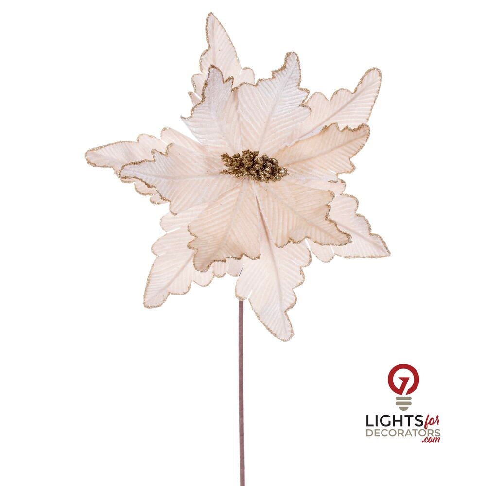 20" Deluxe Velvet 13" Flower - Set of 3 - Champagne