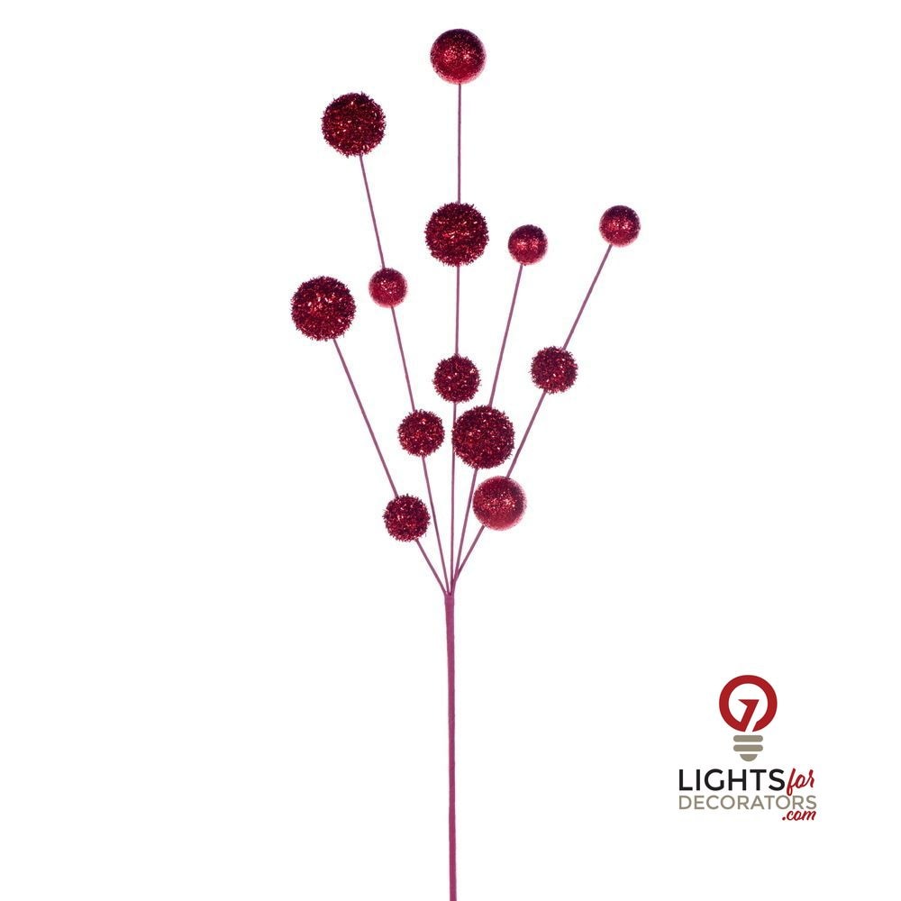 28" Glitter Ball Spray - Set of 2 - Red