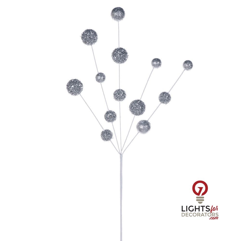 28" Glitter Ball Spray - Set of 2 - Silver