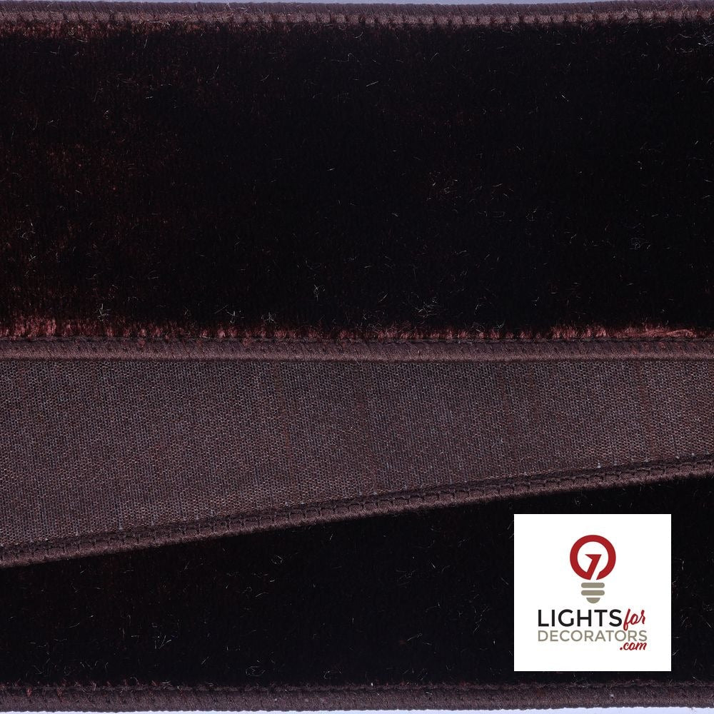 4" Ribbon - Velvet Dupion - 10 Yard Roll - Chocolate — alternate view
