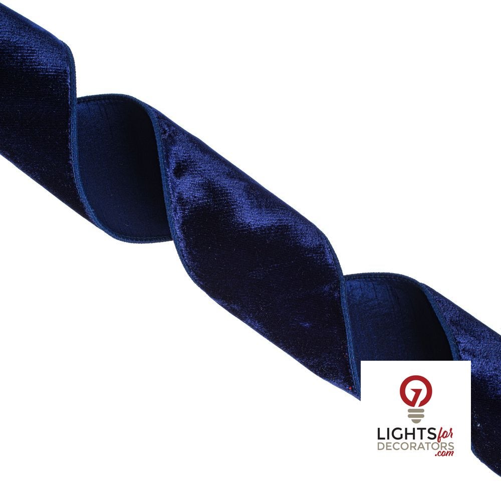 4" Ribbon - Velvet Dupion - 10 Yard Roll - Midnight Blue — alternate view