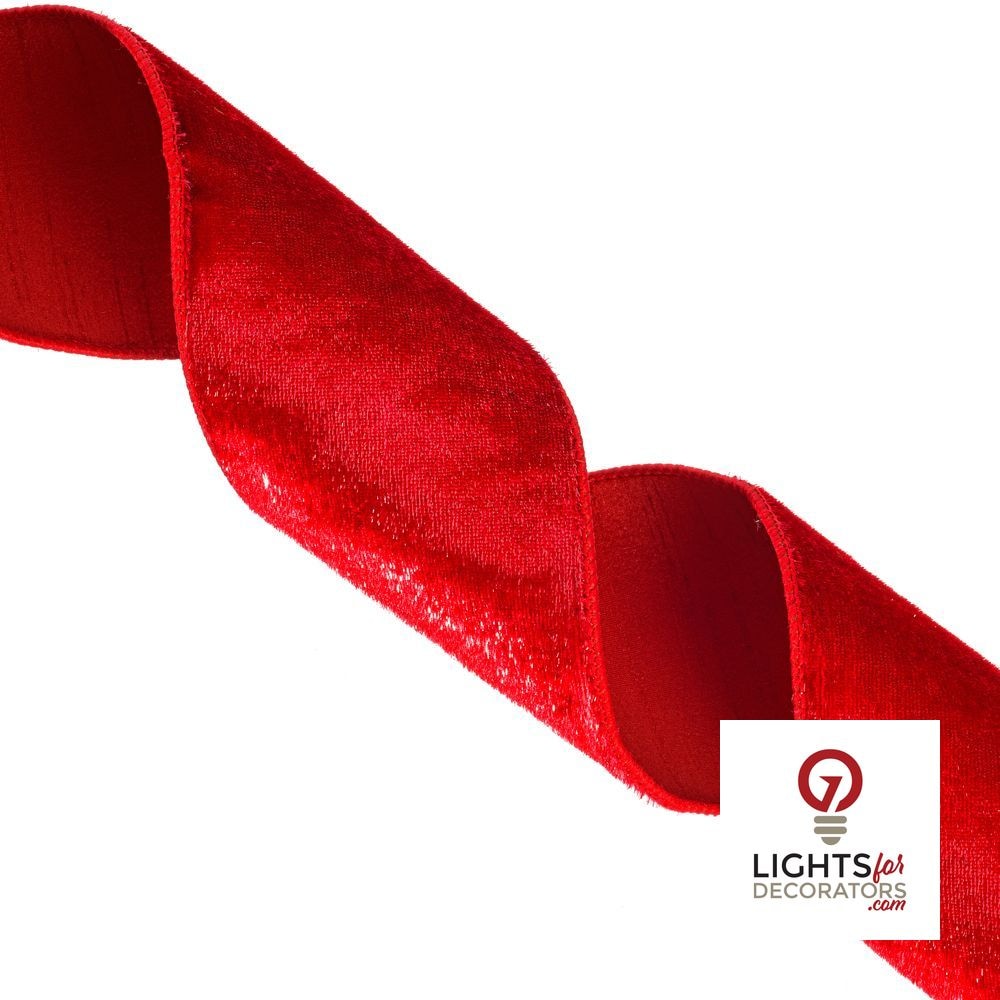 4" Ribbon - Velvet Luster - 10 Yard Roll - Red — alternate view