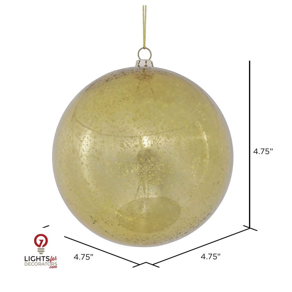 4.75" Shiny Mercury Ball Ornament - Gold - Set of 4 Gold — view 2