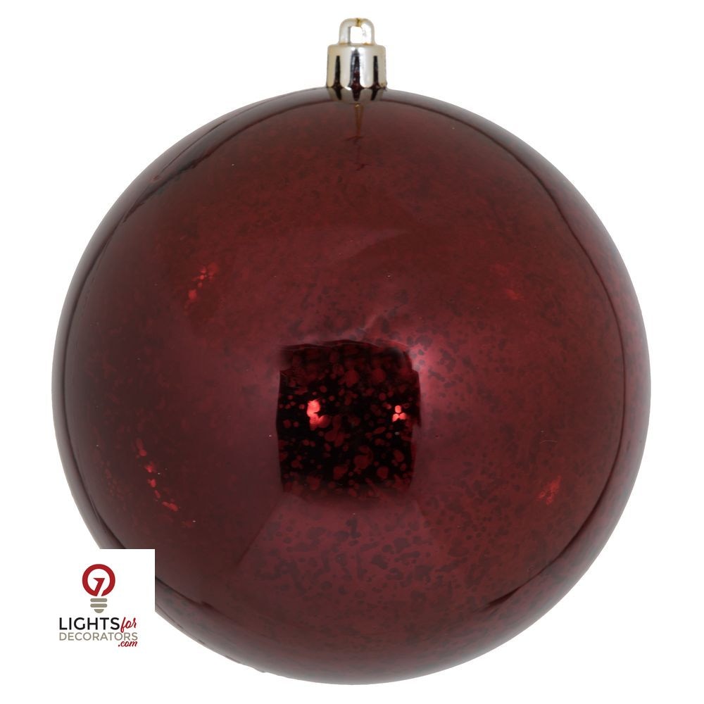 4.75" Shiny Mercury Ball Ornament - Burgundy - Set of 4 Burgundy — view 1
