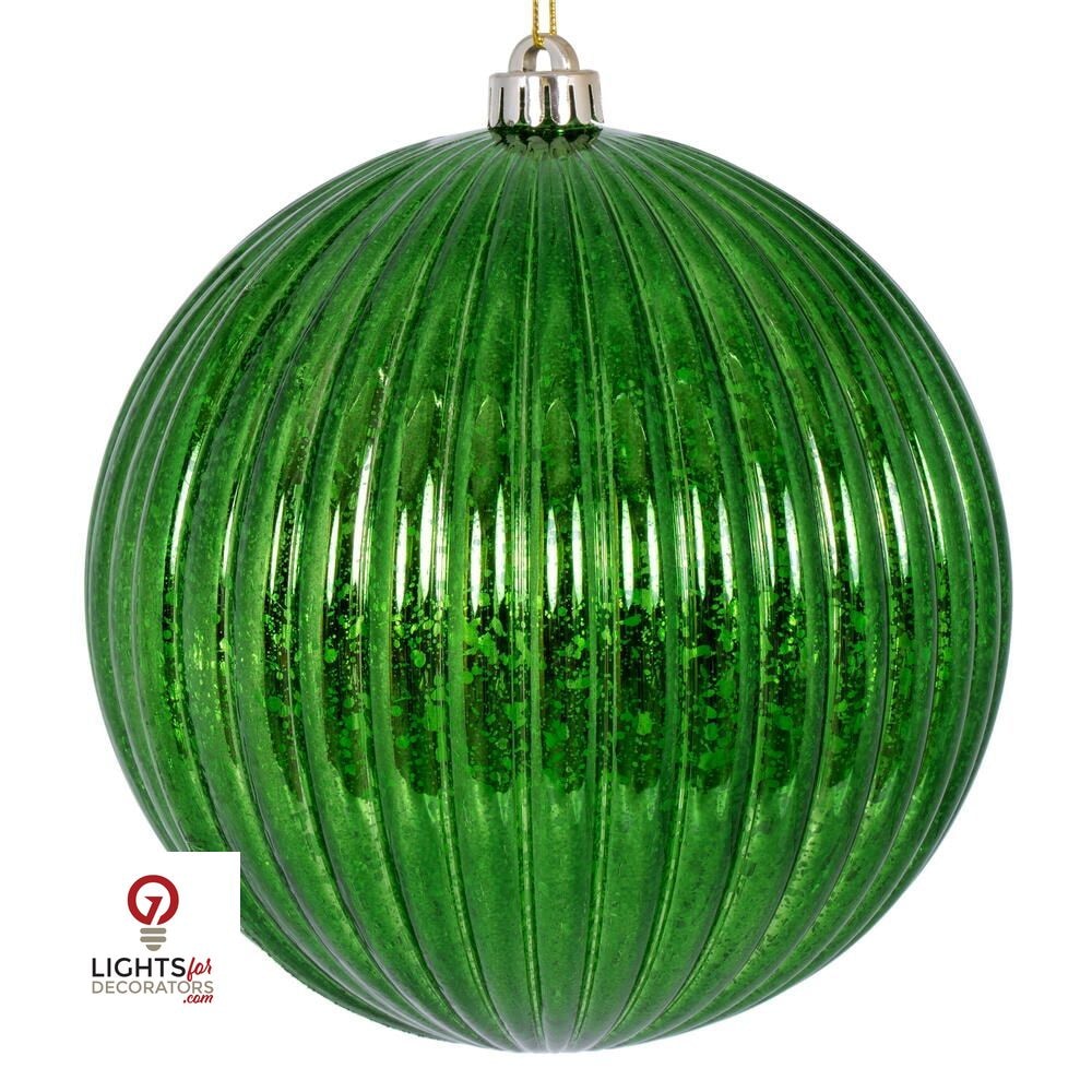 4" Mercury Lined Ball Ornament - Emerald - Set of 6 Emerald — view 1