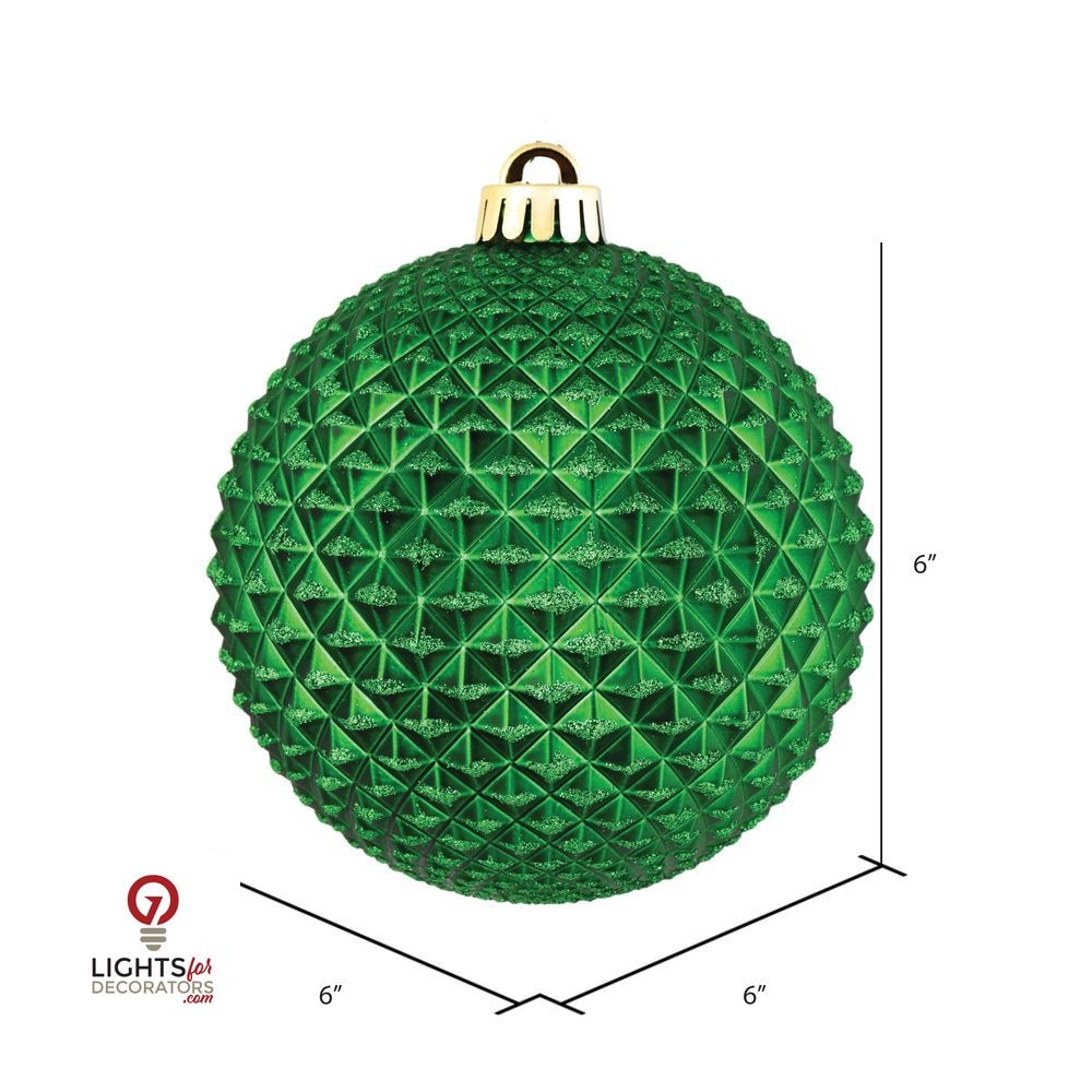 4" Durian Glitter Ball Ornament - Green - Set of 6 Green — view 2