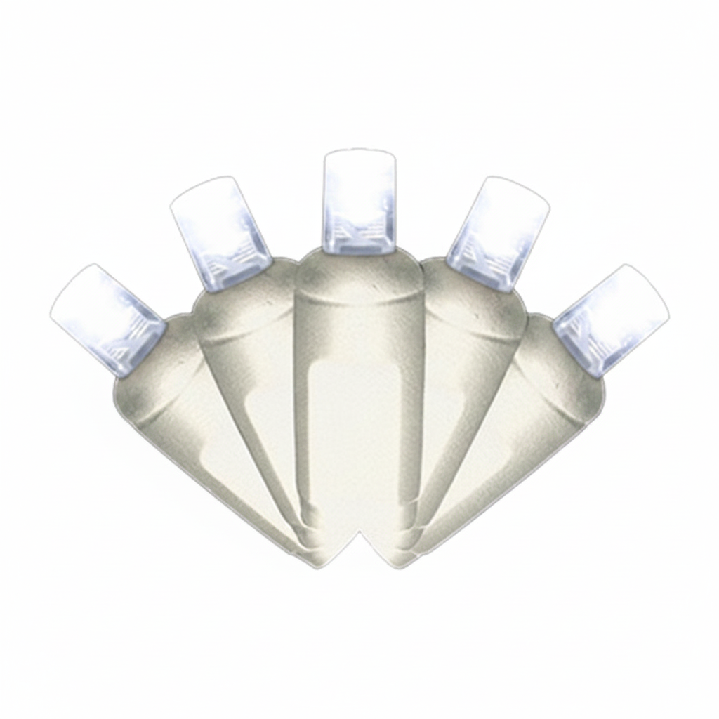 Pure White 5MM LED Light Set - 70 Lights - 4" Spacing - White Wire Pure White- 70 Ct - 4"- White — view 2