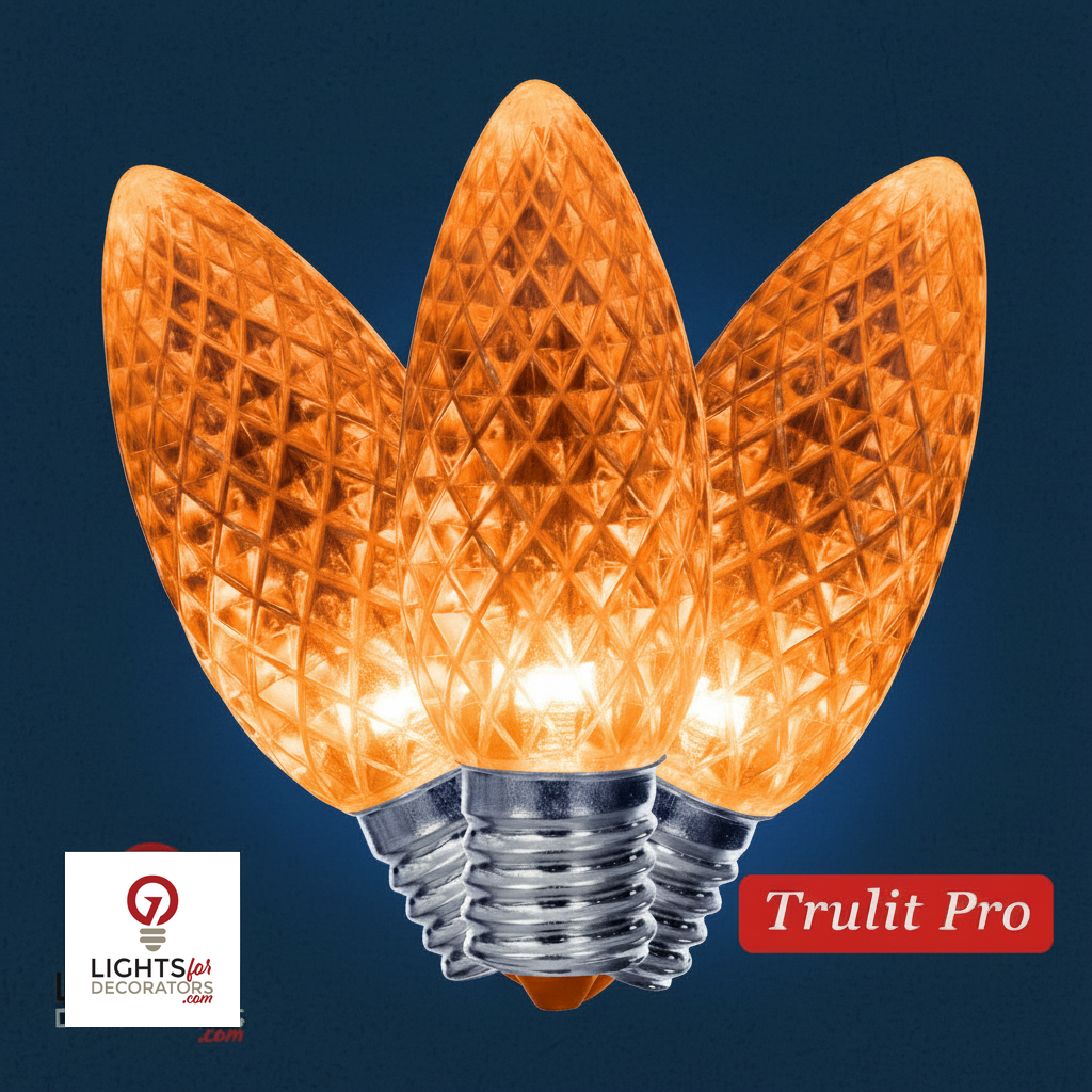 Orange LED C9 - TruLit Pro Faceted Bulb - Steady Orange — view 1