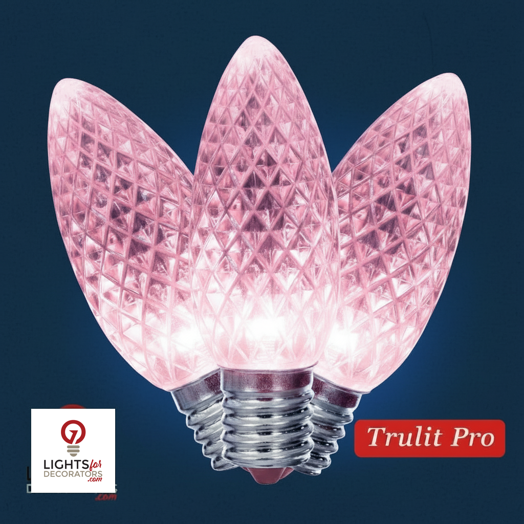 Pink LED C9 - TruLit Pro Faceted Bulb - Steady Pink — view 2