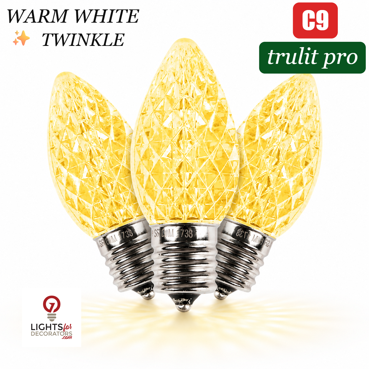 Warm White LED C9 - TruLit Pro Faceted Bulb - Twinkle Warm White — view 1