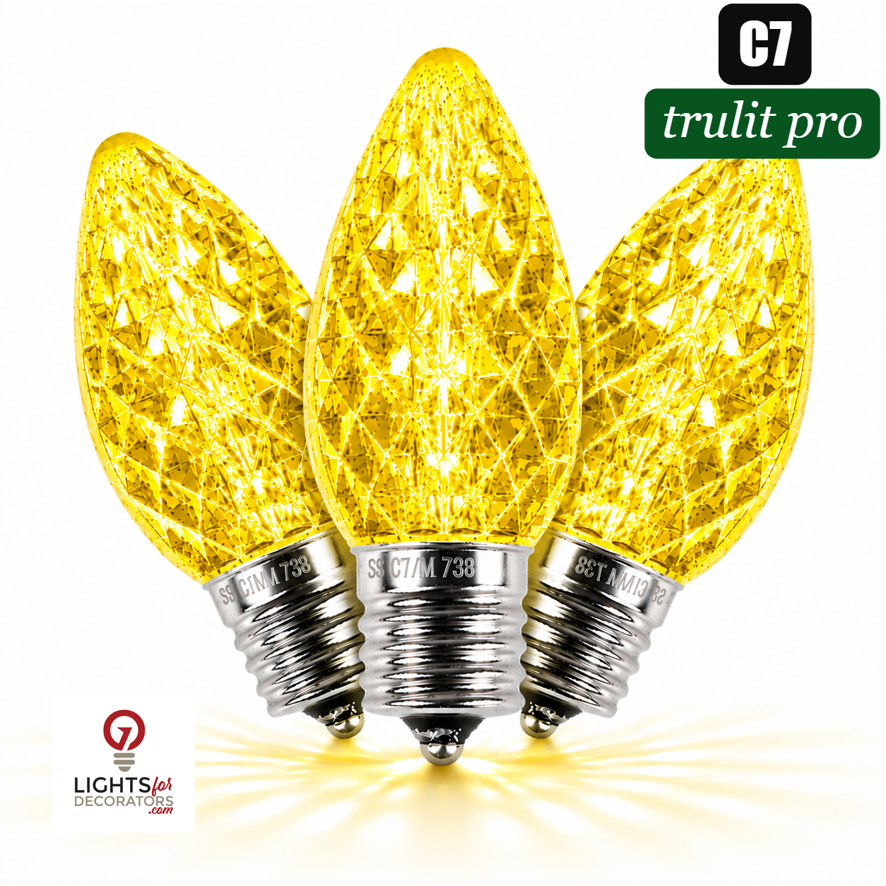 Yellow LED C7 - TruLit Pro Faceted LED Bulb - Steady Yellow — view 1