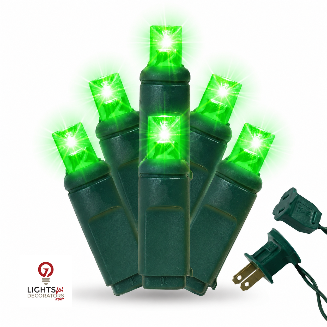 5MM 50L Light Set BALLED - 6" Green Cord - WINTERGREEN STROBE(B/G/B/G/B/CWS) — view 1
