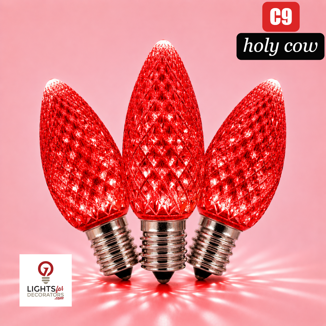 Red LED C9 - Holy Cow Faceted Bulb - Steady Red- Holy Cow — view 1