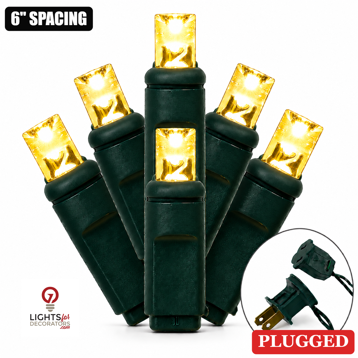 5MM 50L Light Set BALLED - 6" Green Cord - YELLOW — view 1