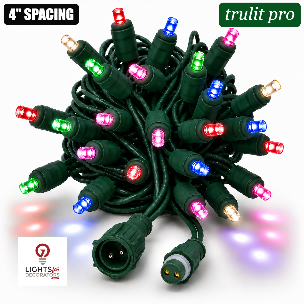 TruLit Pro RGBWW 5MM LED Light Set - 25 Lights - RGB/Warm White - 4" Spacing - Green Wire RGB+Warm White- 25 Ct - 4"- Green — view 1