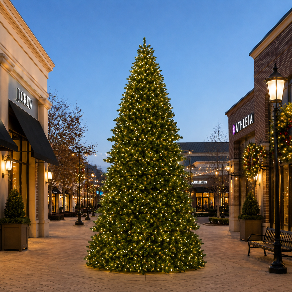 12' Overlit Tower Christmas Tree - Branched Style - 4500 Warm White Lights — view 2