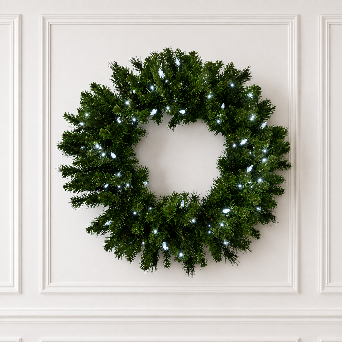 48" Prelit Warm White Mixed Pine Wreath — view 2