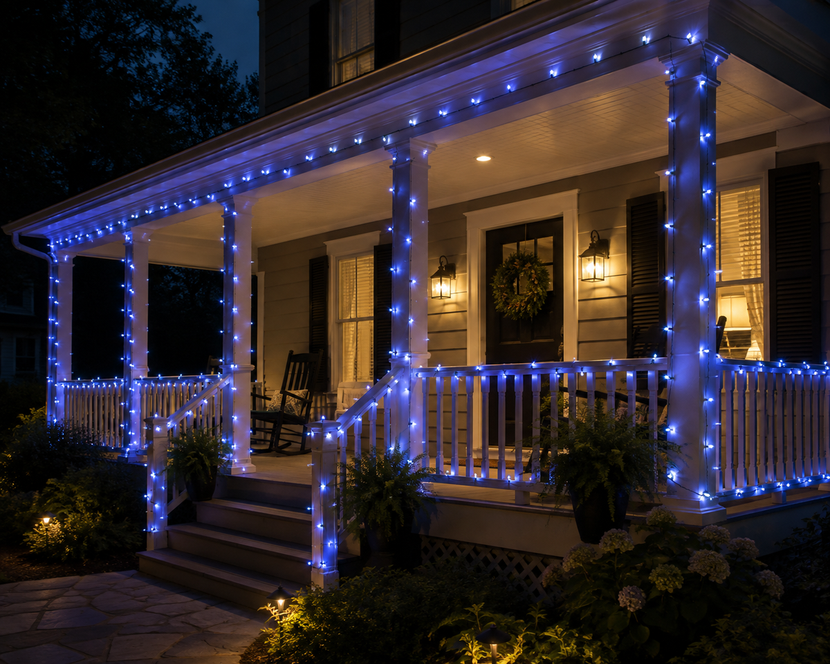 Blue 3MM Cluster LED Light Set - 500 Lights - 12.3' - Green Wire — view 2