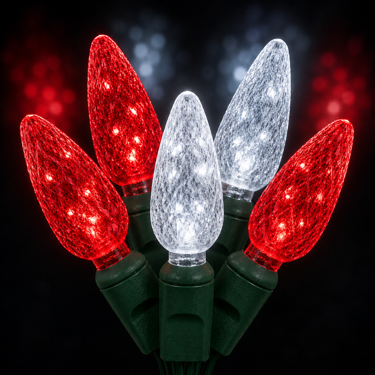 Pure White/Red C6 LED Light Set - 100 Lights — view 2