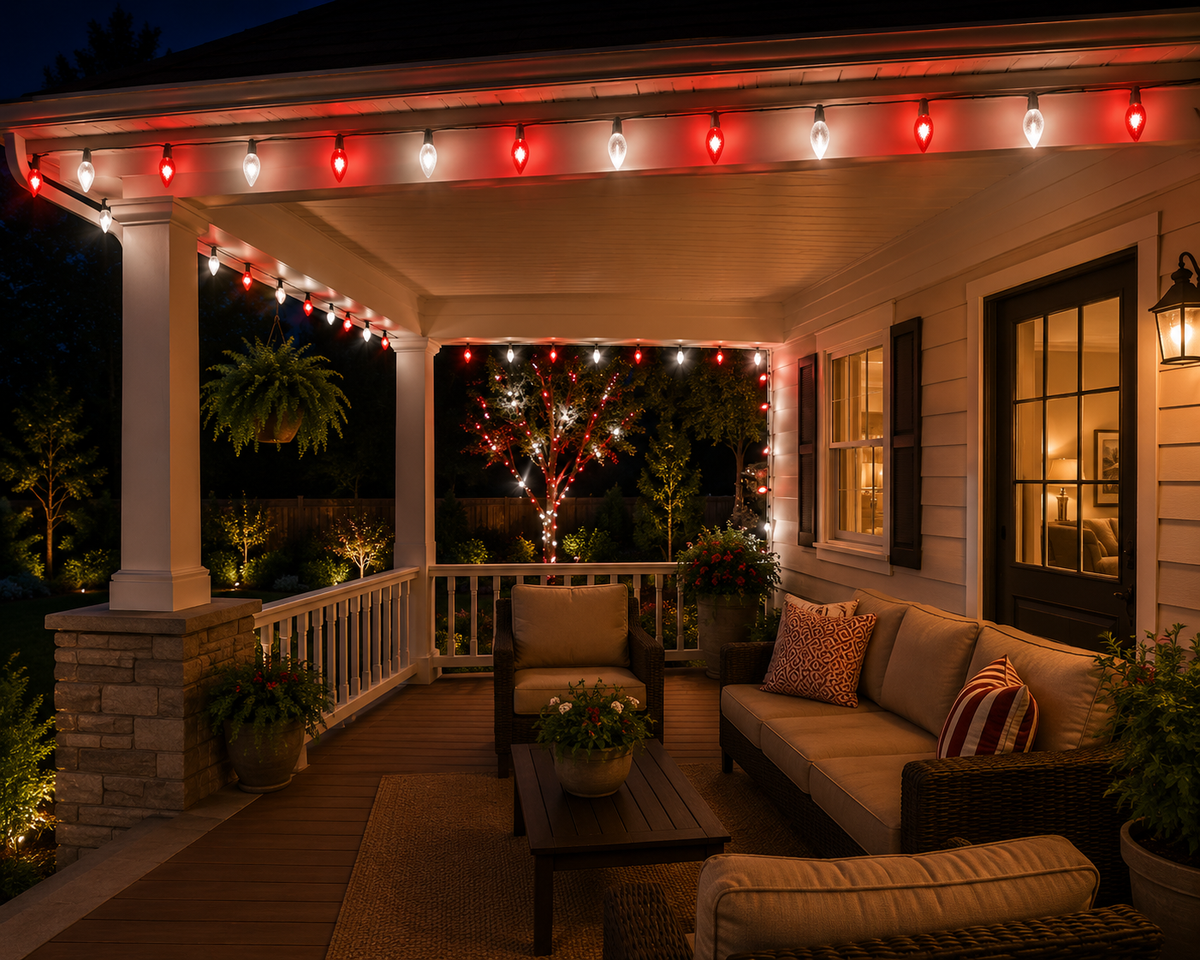 Pure White/Red C6 LED Light Set - 50 Lights — view 2