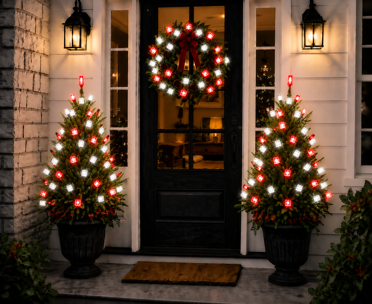 Red/Pure White 5MM LED Light Set - 50 Lights - 6" Spacing - White Wire — view 2