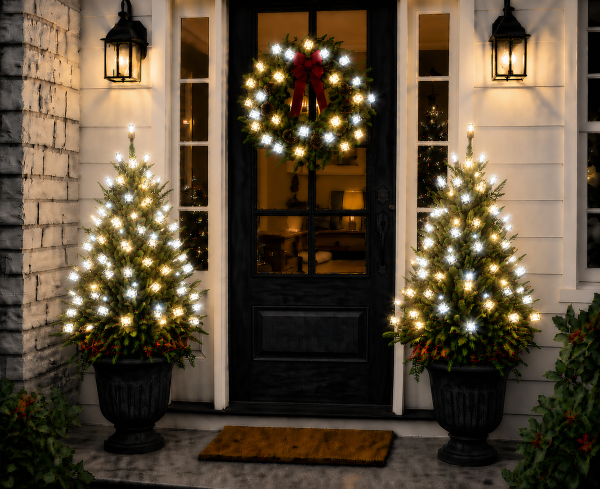 Champagne 5MM LED Light Set - 70 Lights - Strobe - 4" Spacing - Green Wire — view 2